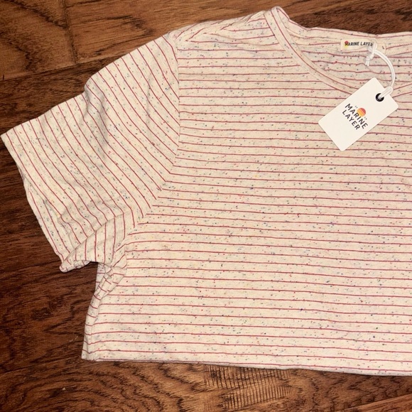 Marine Layer Classic Crew Tee Confetti Stripe Women’s Size Large NWT - Picture 2 of 8